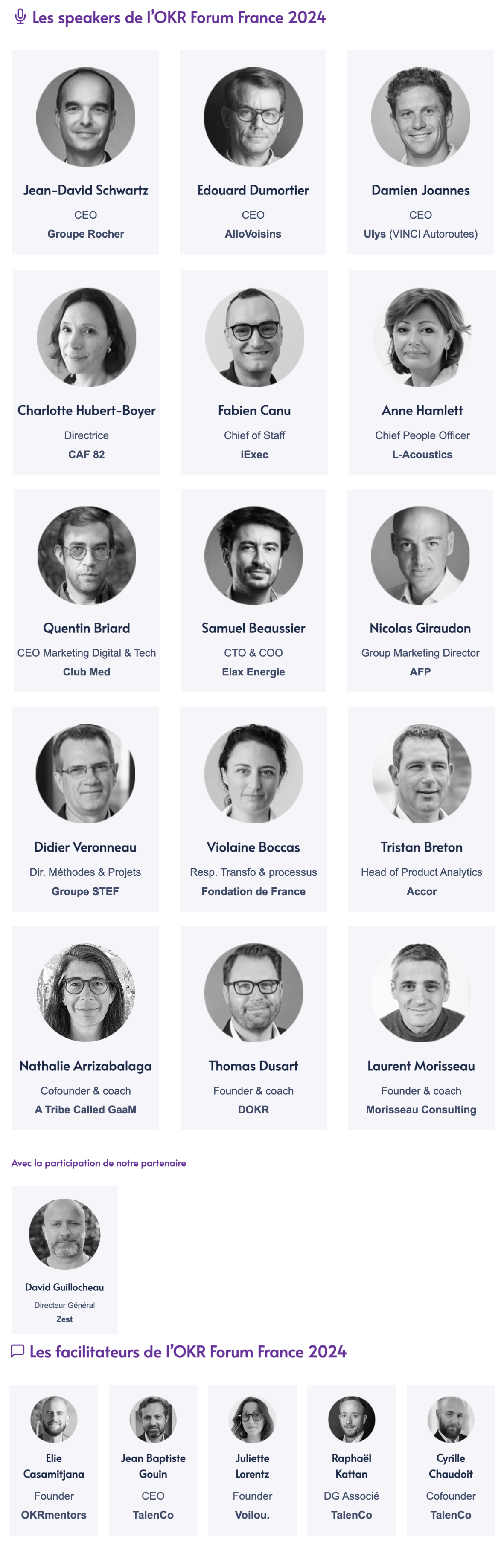 Instructors list