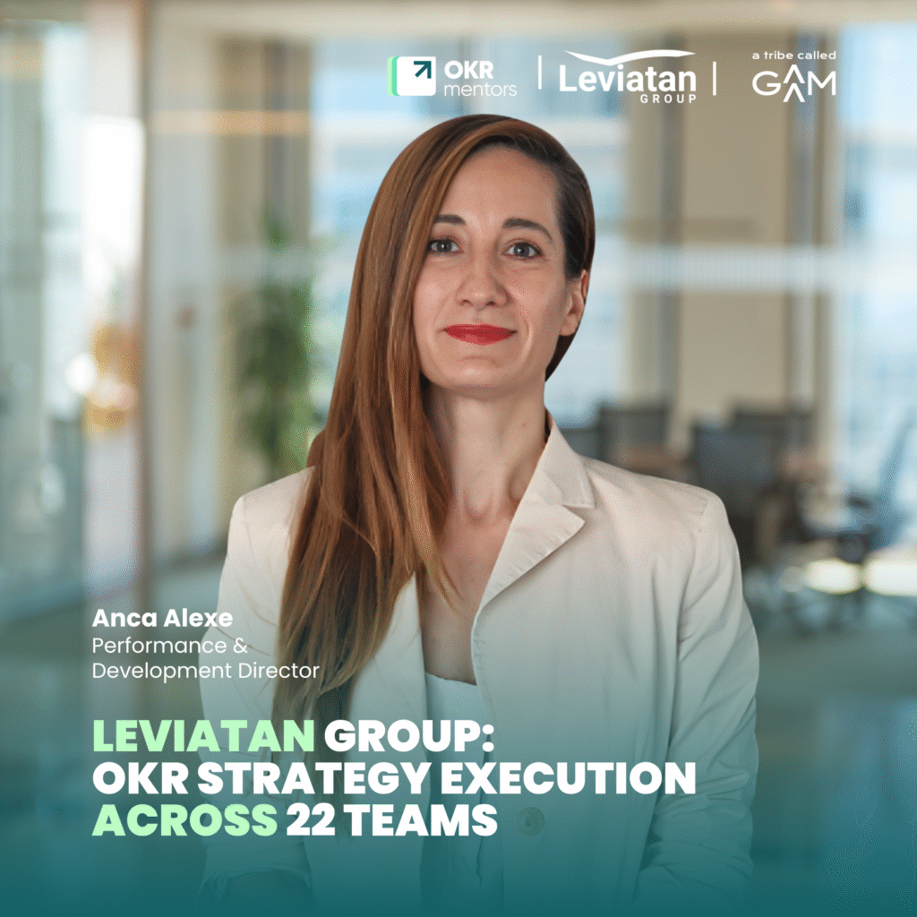 Anca Alexe, Performance and Development Director at Leviatan Group, leading OKR strategy execution across 22 teams