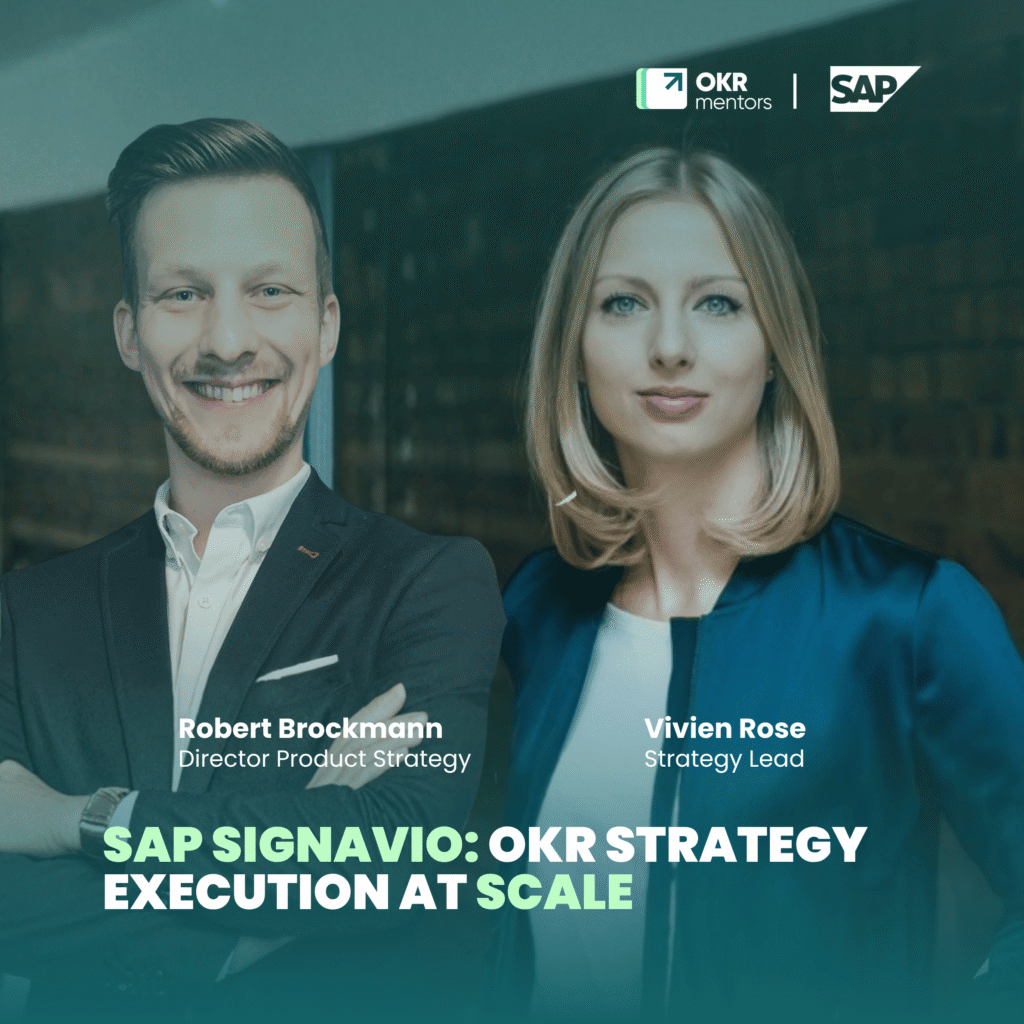 SAP Signavio OKR strategy execution at scale with Robert Brockmann and Vivien Rose, product and strategy leaders portrait