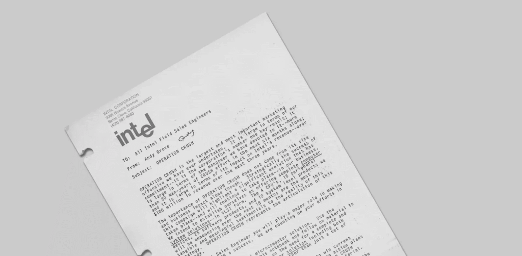 The Origin of OKRs depicted in a letter from Andy Grove to Intel Field Sales Engineers